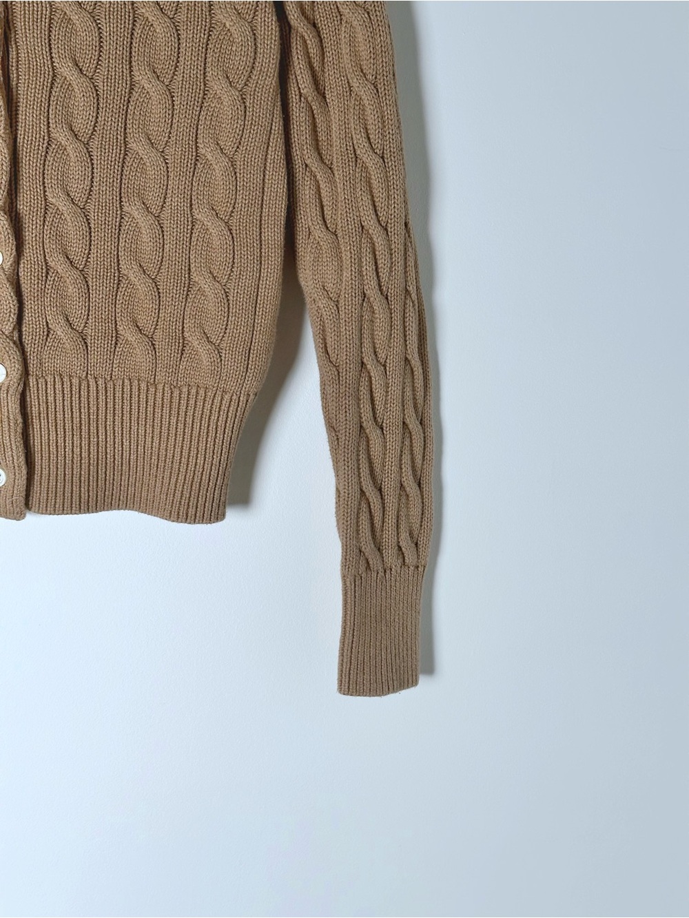 Polo Ralph Lauren Excellent Cable-Knit Cotton Cardigan Women’s XS – Camel - Picture 4 of 13